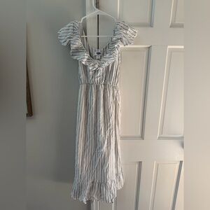 Blue and White Striped Ruffle Maxi Maternity Dress - Old Navy size XS